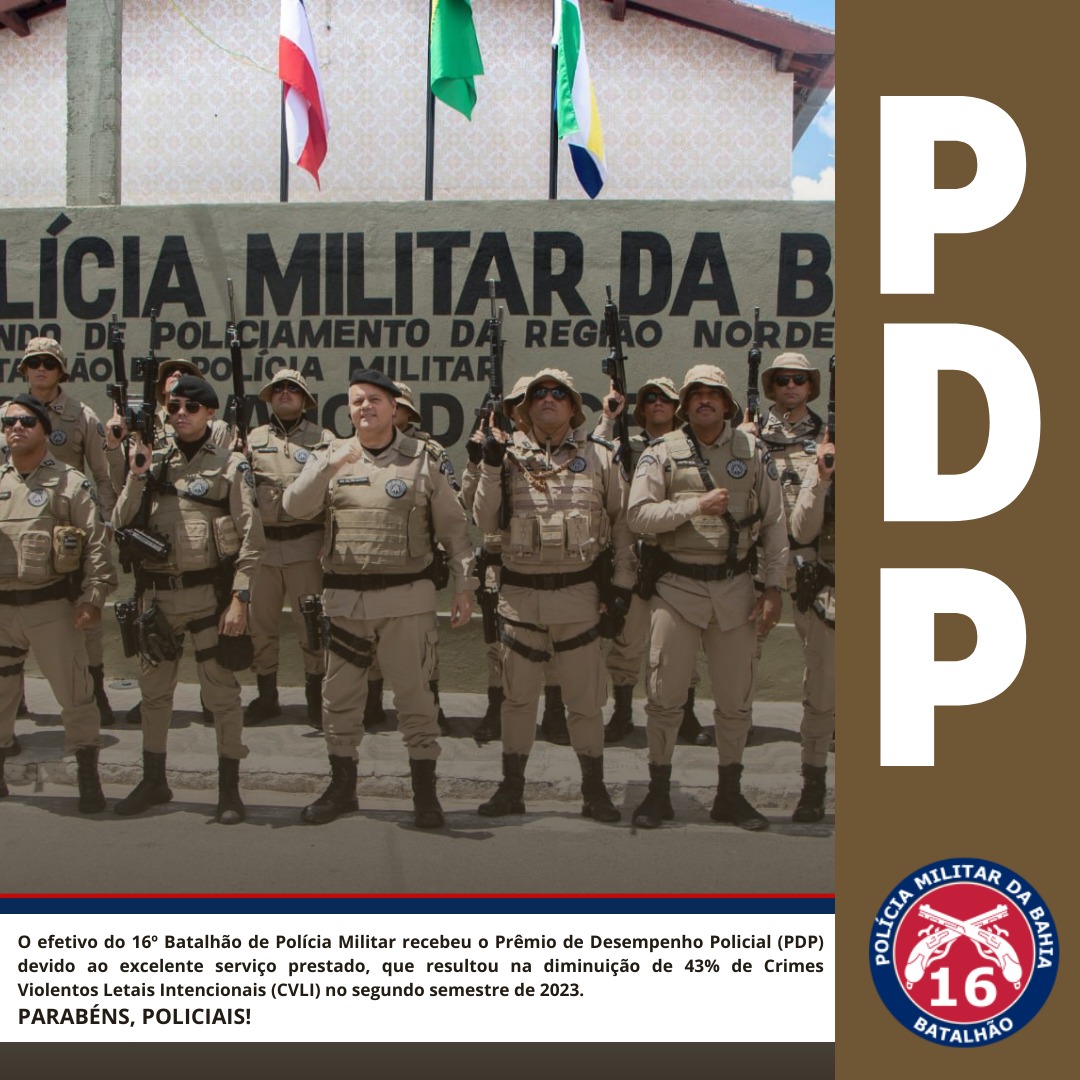 Efetivo do 16º Batalhão de Polícia Militar recebe Prêmio de Desempenho Policial