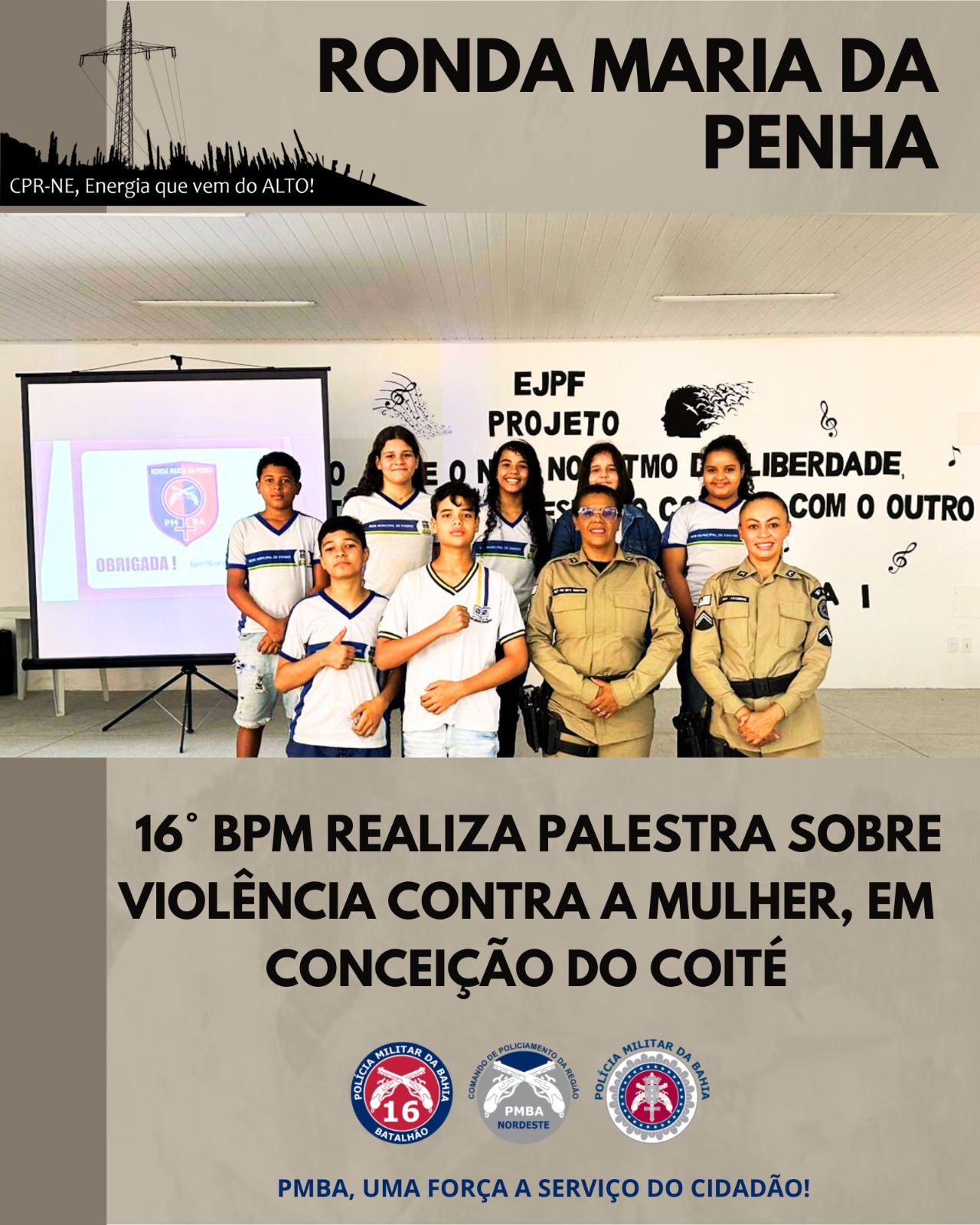 16° BPM realiza palestra sobre violência contra a mulher, em Conceição do Coité