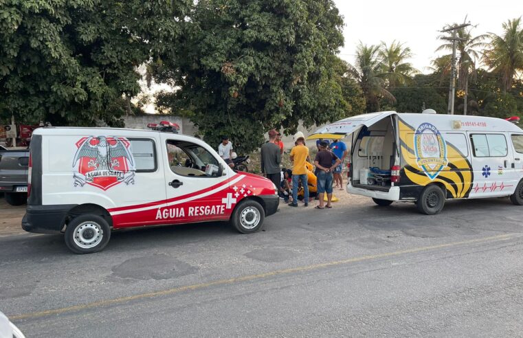 ACIDENTE DE MOTO: Homem fica ferido após sofrer queda de moto após desviar de buraco na BA-120, em Conceição do Coité
