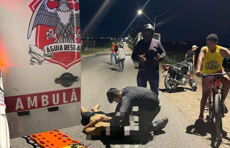 Jovem de 18 anos perde controle da moto em quebra-molas na BA-409, é arremessado e sofre ferimentos em Conceição do Coité