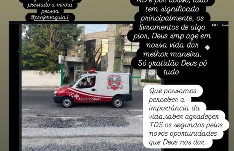 Mulher agradece atendimento rápido e eficiente do Águia Resgate após acidente de moto em Conceição do Coité