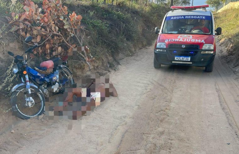Idoso de 74 anos fica ferido após perder controle de moto e cair em estrada da zona rural de Conceição do Coité