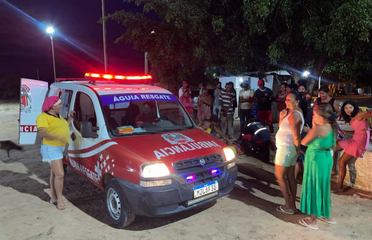 Jogador amador se machuca em dividida e é socorrido com suspeita de fratura no povoado de Patos, em Conceição do Coité