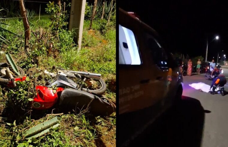 Jovem morre após colisão de moto com poste no acesso ao distrito de Almas, em Conceição do Coité