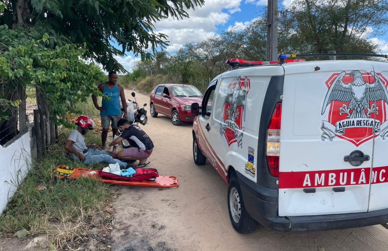 ACIDENTE NA ZONA RURAL: idoso fica ferido após acidente de moto em Conceição do Coité