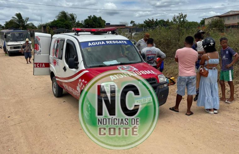 ACIDENTE NA ZONA RURAL: Criança fica ferida após cair da garupa de motocicleta na estrada entre Conceição do Coité e o distrito de Aroeira
