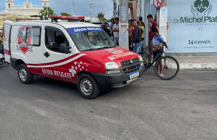 Coité — Motociclista fica ferido após bater a moto em poste de iluminação no centro da cidade