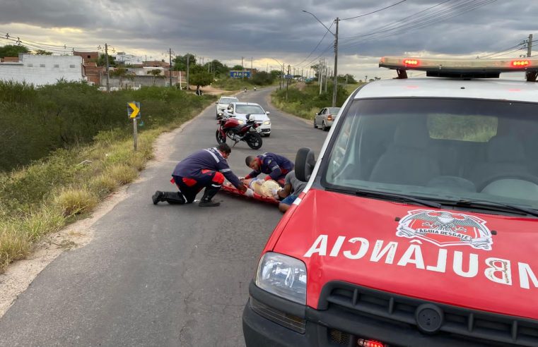 Mulher fica ferida após acidente de moto na BA-409, trecho entre Conceição do Coité e Serrinha