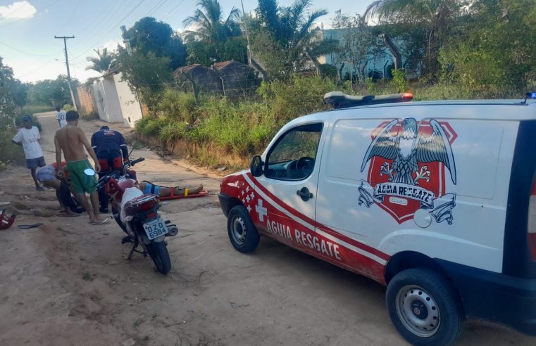 Coité — Mulher de 26 anos fica ferida após acidente de moto na Fazenda Correia
