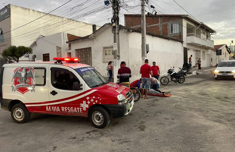 Idoso fica ferido após colisão entre carro e moto em cruzamento próximo à Fonte Luminosa, em Conceição do Coité