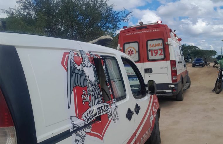 Motociclista fica ferido após perder controle da direção e cair em barranco na zona rural de Conceição do Coité; esposa passa mal ao ver estado do marido acidentado