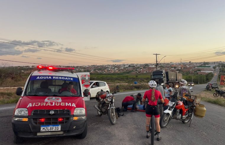 Colisão entre motos deixa mulher ferida na BA-411, em Conceição do Coité