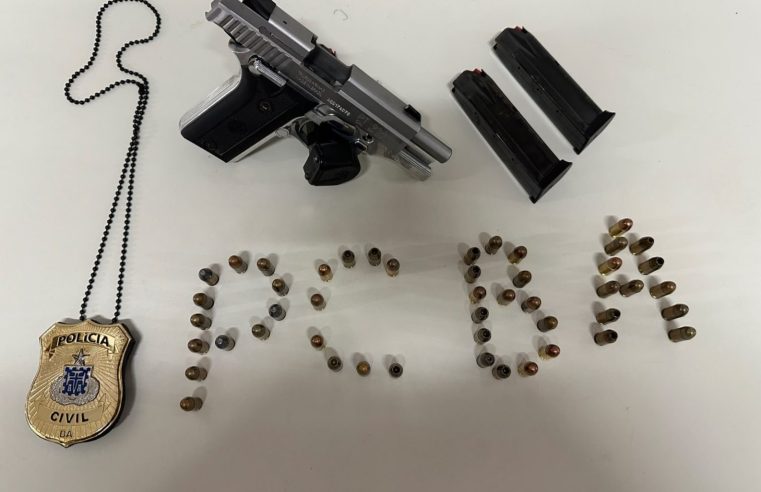 Homem é preso com pistola, 48 munições e três carregadores durante fiscalização em Serrinha
